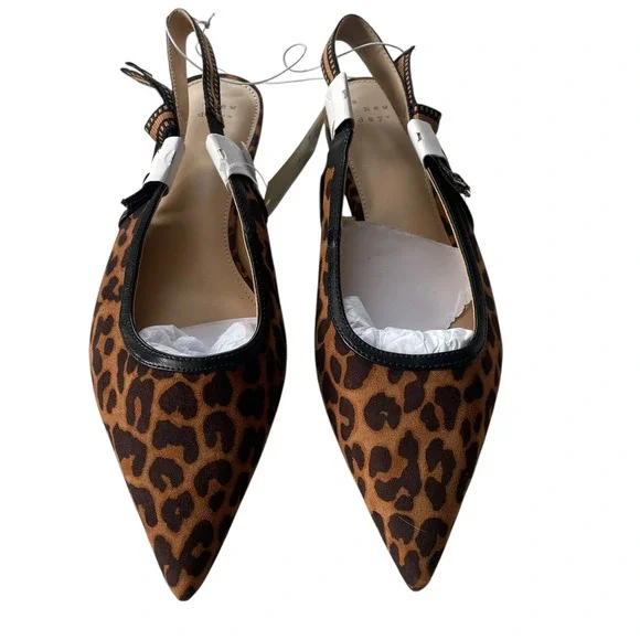 A New Day Leopard Print Pointed Toe Slingback Flats Size 9.5 NWT - Picture 2 of 9